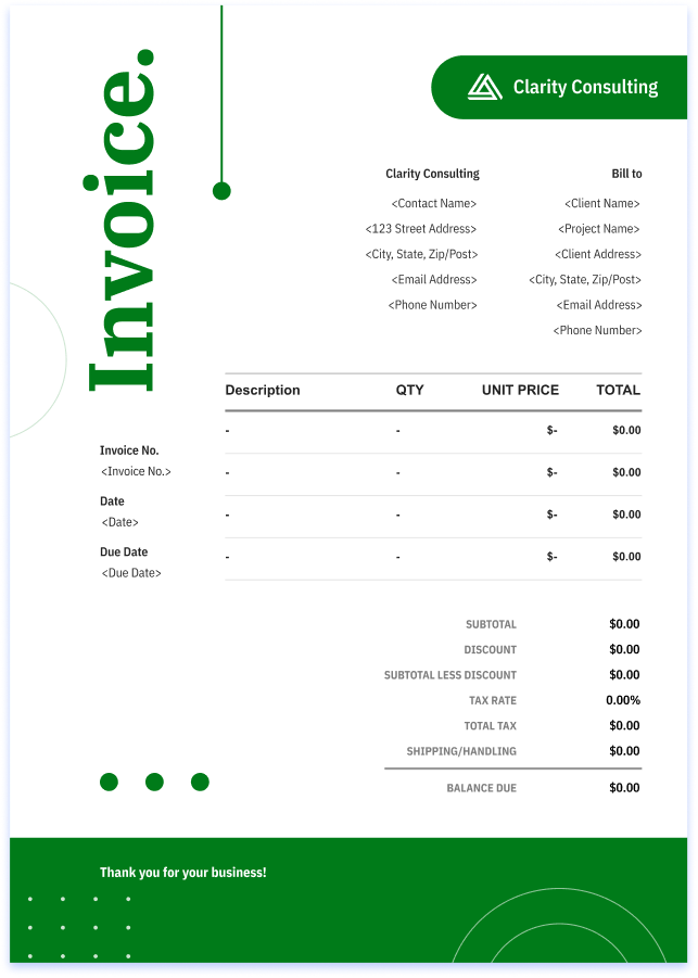 Clean Green Invoice Template